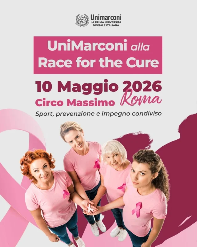 UniMarconi partecipa alla Race for the Cure 2026 ✨

​Un appuntamento che unisce sport, prevenzione e impegno condiviso.

​Il 10 maggio saremo al Circo Massimo per sostenere una causa di grande valore, insieme alla nostra comunità accademica.

​Puoi unirti alla squadra Amici e studenti UniMarconi 2026, aperta a tutti coloro che vogliono aderire.

​Un gesto semplice, un significato concreto."

​🇬🇧

​UniMarconi is participating in the 2026 Race for the Cure ✨

​An event that brings together sport, prevention, and shared commitment.

​On May 10th, we will be at the Circus Maximus to support a high-value cause, together with our academic community.

​You can join the 'Amici e studenti UniMarconi 2026' team, which is open to anyone who wishes to take part.

​A simple gesture with a tangible meaning."

​#unimarconi #RaceForTheCure #prevenzione #sportesalute #solidarietà