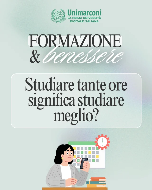 📚 Formazione & Benessere

Studiare di più significa studiare meglio?

La qualità dell’apprendimento non dipende soltanto dal numero di ore dedicate allo studio, ma anche da come il tempo viene organizzato.

Pause, ripasso e continuità possono favorire uno studio più efficace e sostenibile nel tempo.

Studiare meglio significa costruire un metodo.

💬 Tu come organizzi il tuo tempo di studio?

🇬🇧
📚 Education & Well-being

Does studying more mean studying better?

The quality of learning depends not only on the number of hours spent studying, but also on how you organize your time.

Breaks, review, and continuity can promote more effective and sustainable study over time.

Studying better means developing a method.

💬 How do you organize your study time?

#formazionebenessere #studiare #motivazione #studio #unimarconi