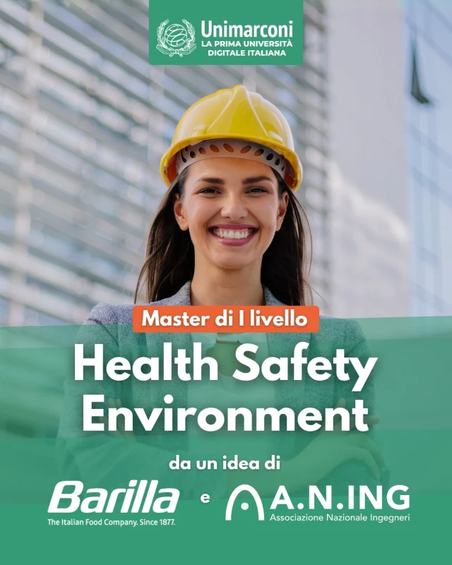 👷Master di I livello - Health Safety Environment
Nasce il Master di I livello in Health Safety Environment di Unimarconi, nato da un idea di Barilla e Associazione Nazionale Ingegneri e con la collaborazione di grandi imprese e professionisti del settore come Ferrarelle, Lactalis, Parmalat, Galbani, AIAS e Unione Italiana Food.

Il percorso unisce formazione, visione industriale e competenze manageriali, affrontando temi cruciali come salute e sicurezza sul lavoro, sostenibilità ambientale, risk management, governance e leadership organizzativa.

👉Per maggiori informazioni:
https://www.unimarconi.it/health-safety-environment/
[LINK in BIO]

🇬🇧
👷 Level I Master's Degree - Health Safety Environment
Unimarconi launches its Level I Master's Degree in Health Safety Environment, born from an idea by Barilla and the National Association of Engineers, in collaboration with major companies and industry professionals such as Ferrarelle, Lactalis, Parmalat, Galbani, AIAS, and Unione Italiana Food.

The program combines training, industrial vision, and managerial skills, addressing crucial issues such as occupational health and safety, environmental sustainability, risk management, governance, and organizational leadership.

#HSE #Master #Unimarconi #SicurezzaSulLavoro #ManagerHSE