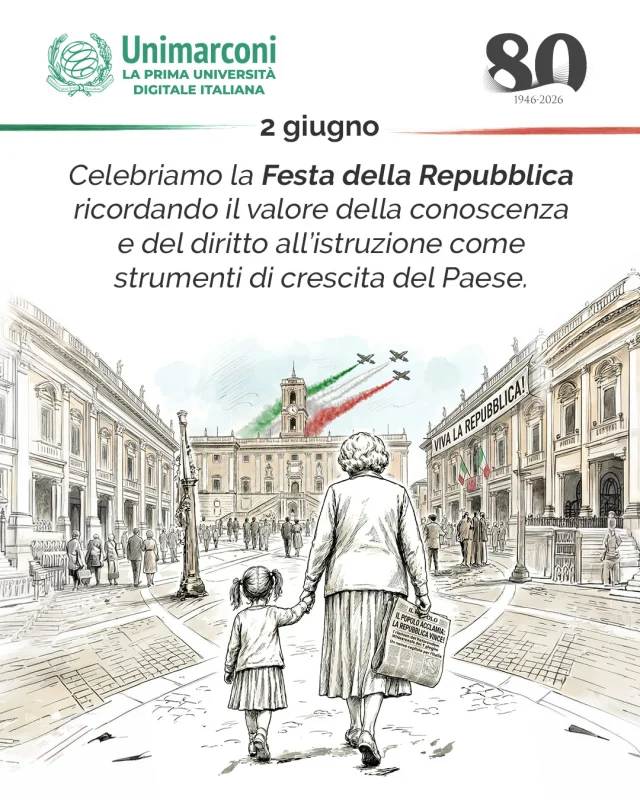 🇮🇹 Buona Festa della Repubblica.

🇬🇧
Happy Republic Day.

#2giugno #80annirepubblica #italia #unimarconi #repubblica