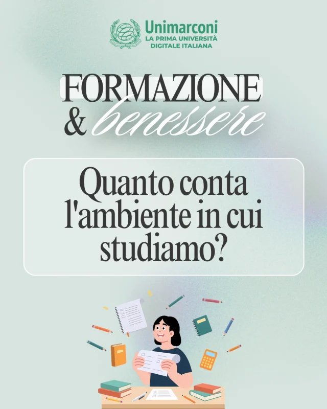 📚 Formazione & Benessere
L'ambiente in cui studiamo può fare la differenza. Uno spazio ordinato, silenzioso e ben illuminato favorisce concentrazione, apprendimento e benessere.
💬 Tu dove studi meglio?

🇬🇧
📚 Education & Well-being
The environment we study in can make a difference. An orderly, quiet, and well-lit space promotes concentration, learning, and well-being.
💬 Where do you study best?

#UniMarconi #FormazioneEBenessere #MetodoDiStudio #Benessere #StudentiUniversitari