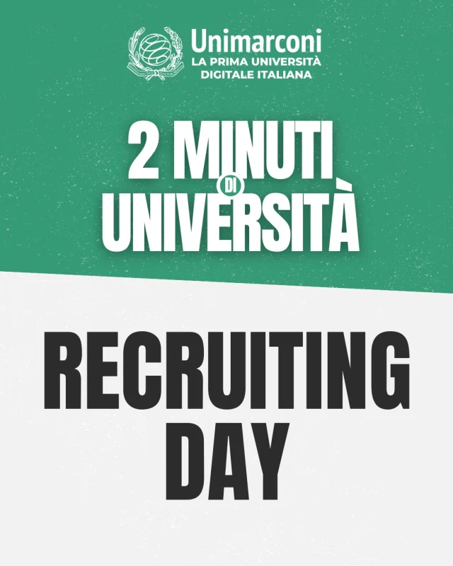 🎓 2 minuti di Università
❓ Recruiting Day
👉 Scopri di più su:
https://www.unimarconi.it/career-service/
[LINK in BIO]

🇬🇧
🎓 2 minutes of University
❓ Recruiting Day

#inclusione #parita #2minutidiuniversita #unimarconi #universita